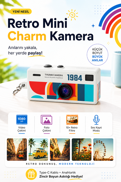 Retro Mini Charm Kamera