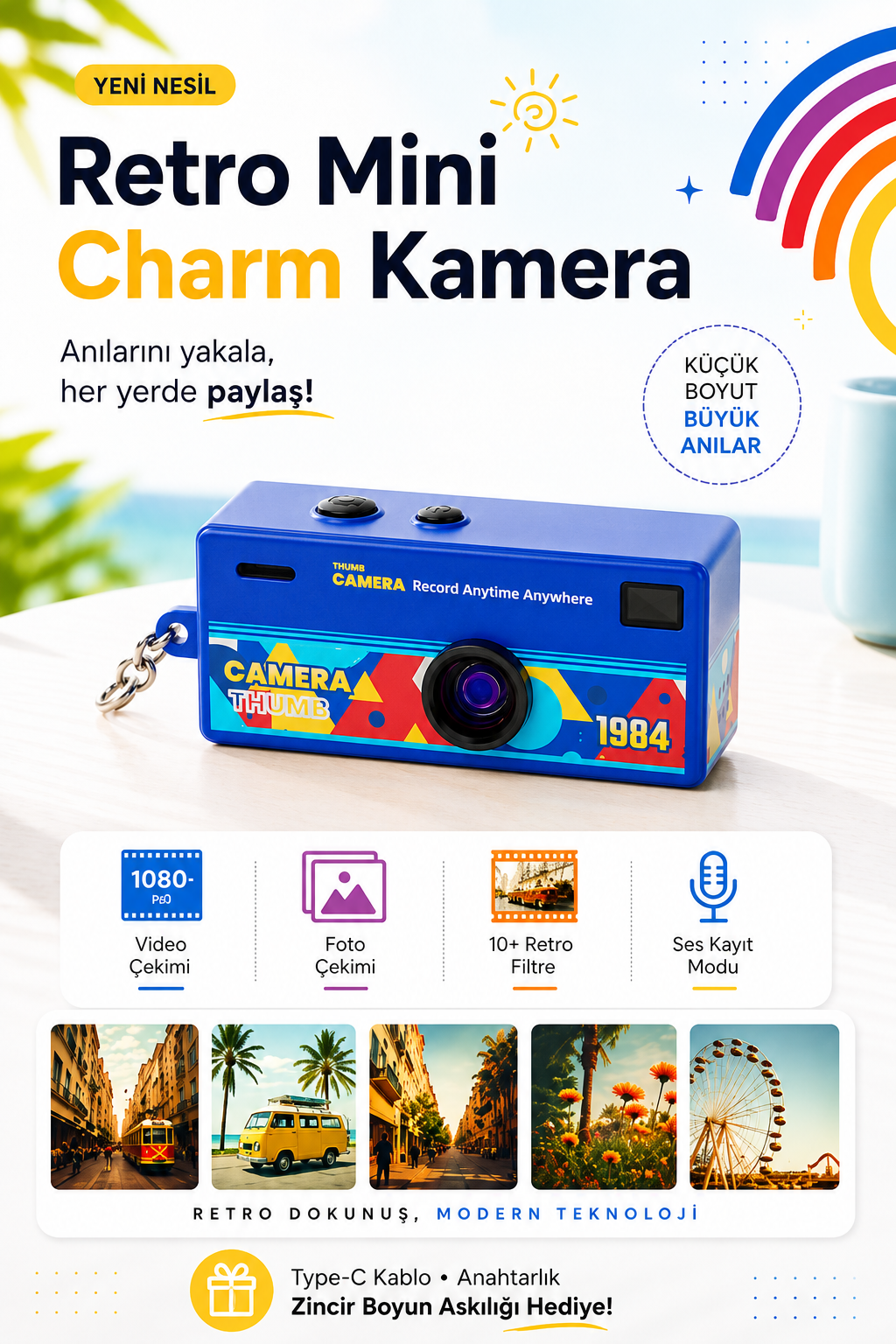 Retro Mini Charm Kamera