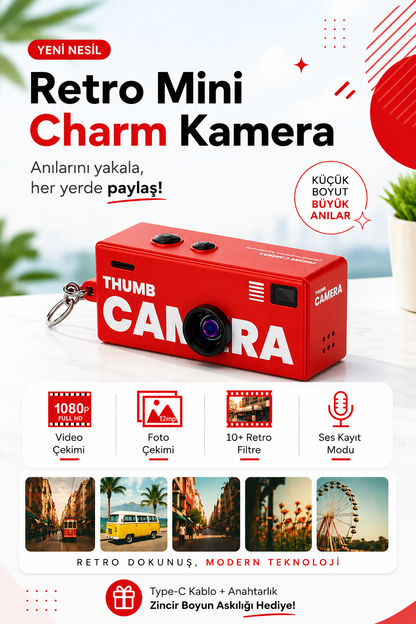 Retro Mini Charm Kamera